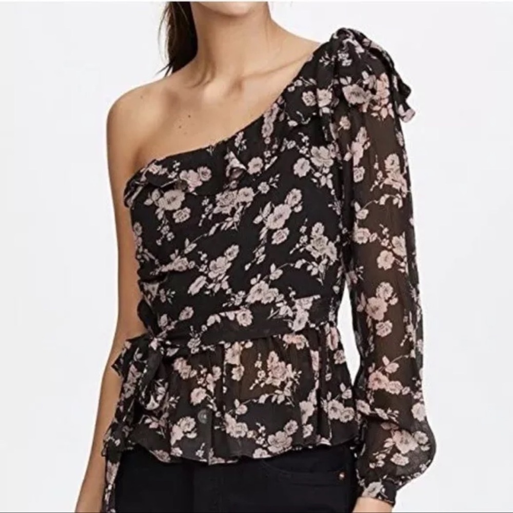 For Love and Lemons Theo Floral Silk Blouse M
